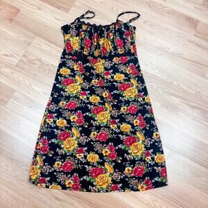 Women's Nightgown Slip Dress Floral One Size Black Red Yellow Lace Grunge Goth